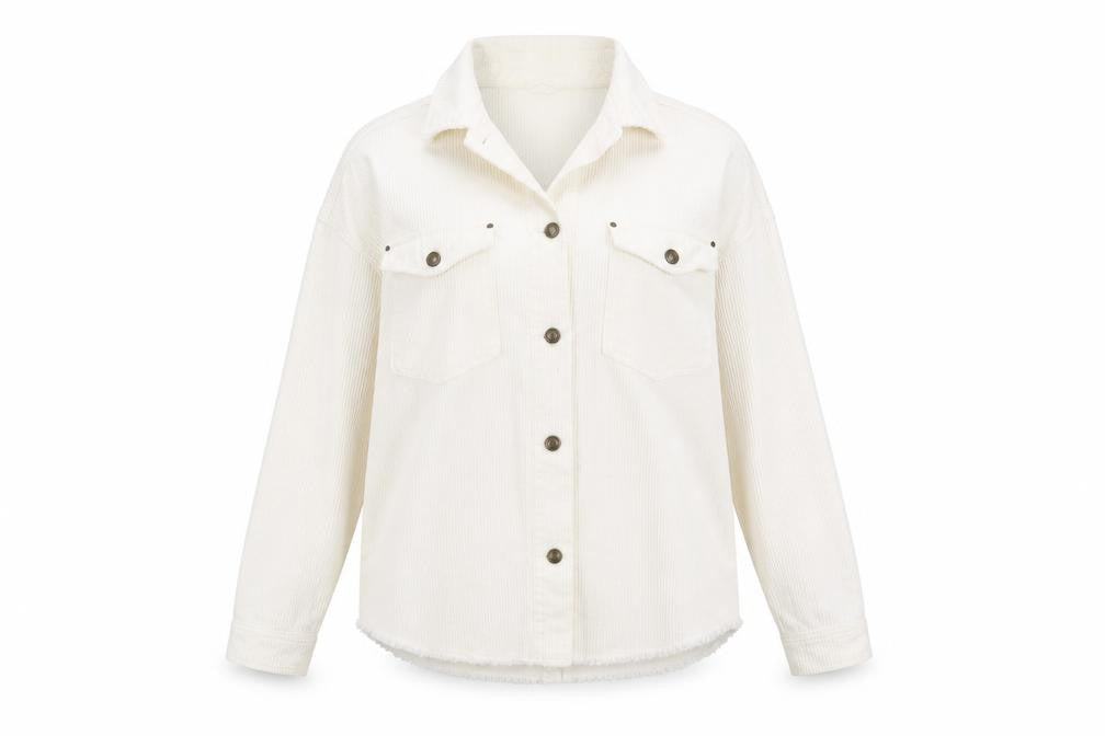 Zara Women's Ivory Corduroy Jacket S Casual