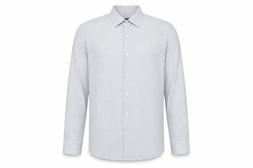 Next Men's White Geometric Slim Fit Shirt 16