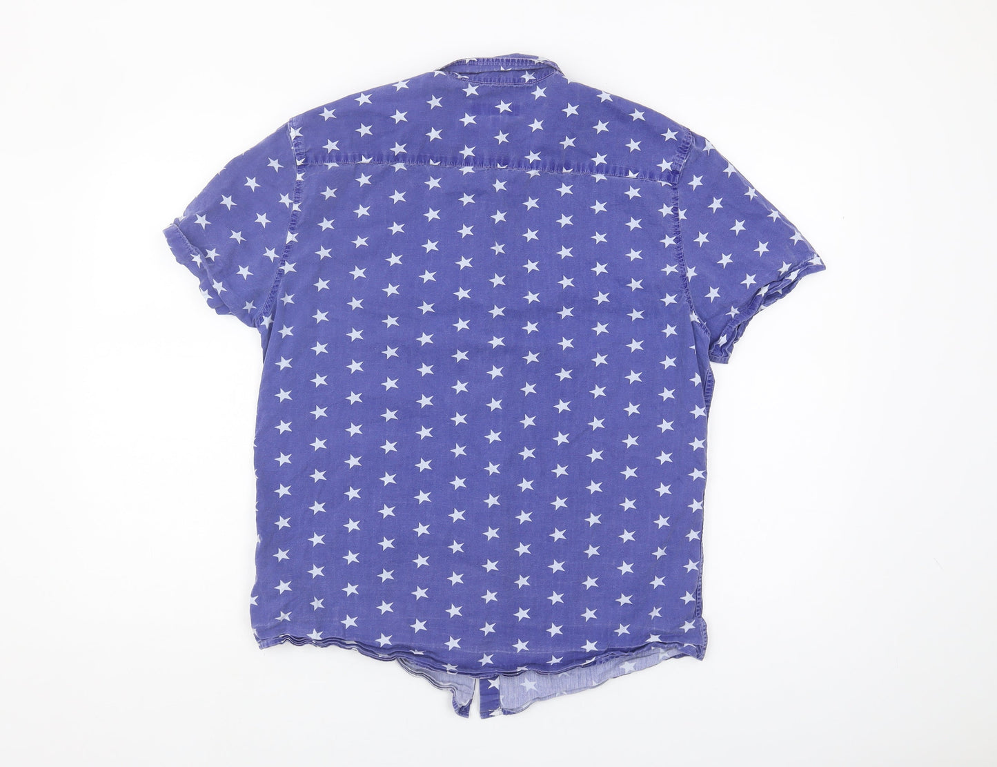 River Island Men's Blue Star Print Casual Shirt M