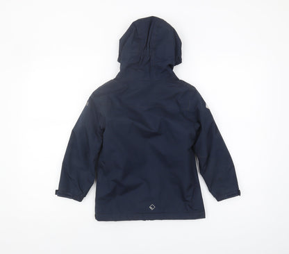 Back view of Regatta boys’ blue anorak jacket, age 5-6, waterproof