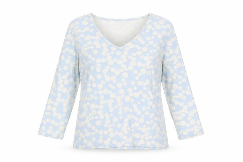 Boden Women's Blue Polka Dot V-Neck T-Shirt M