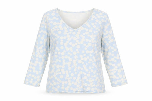 Boden Women's Blue Polka Dot V-Neck T-Shirt M