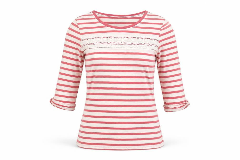 Fat Face Women's Pink Striped T-Shirt Size 8