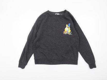 Preloved The Simpsons Unisex Grey Pullover Sweatshirt Size 12 - Front
