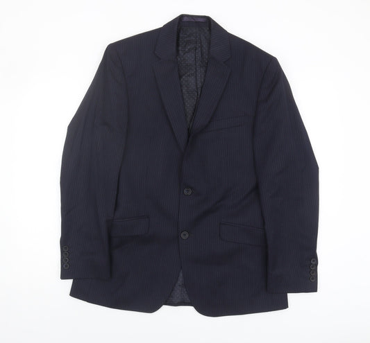 Jasper Conran Men's Blue Striped Suit Jacket, Size 38, Regular Fit