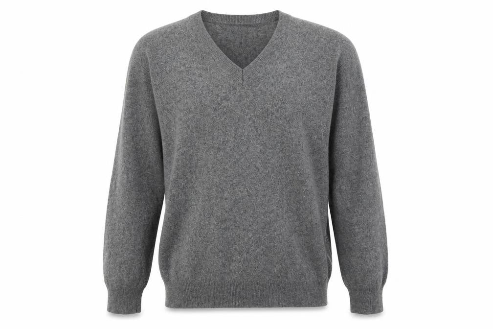 Daniel Hechter Men's Grey Wool V-Neck Pullover, Size L