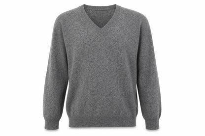 Daniel Hechter Men's Grey Wool V-Neck Pullover, Size L