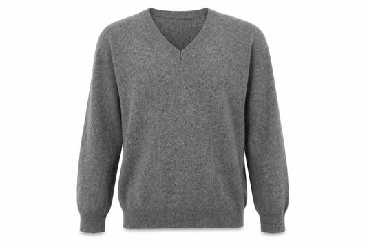 Daniel Hechter Men's Grey Wool V-Neck Pullover, Size L