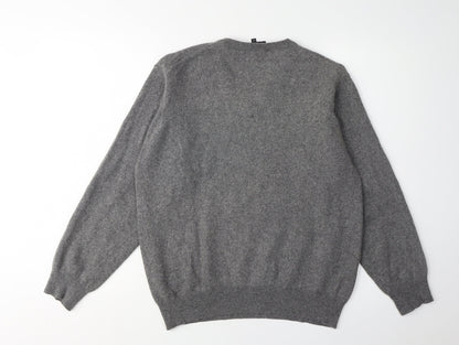Daniel Hechter Men's Grey Wool V-Neck Pullover, Size L