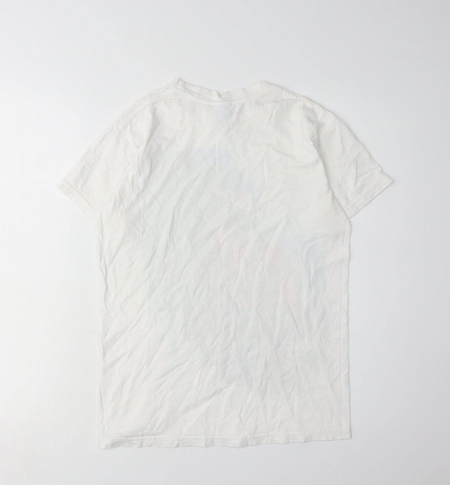 Gildan Men's White Graphic Print Cotton T-Shirt, Size S