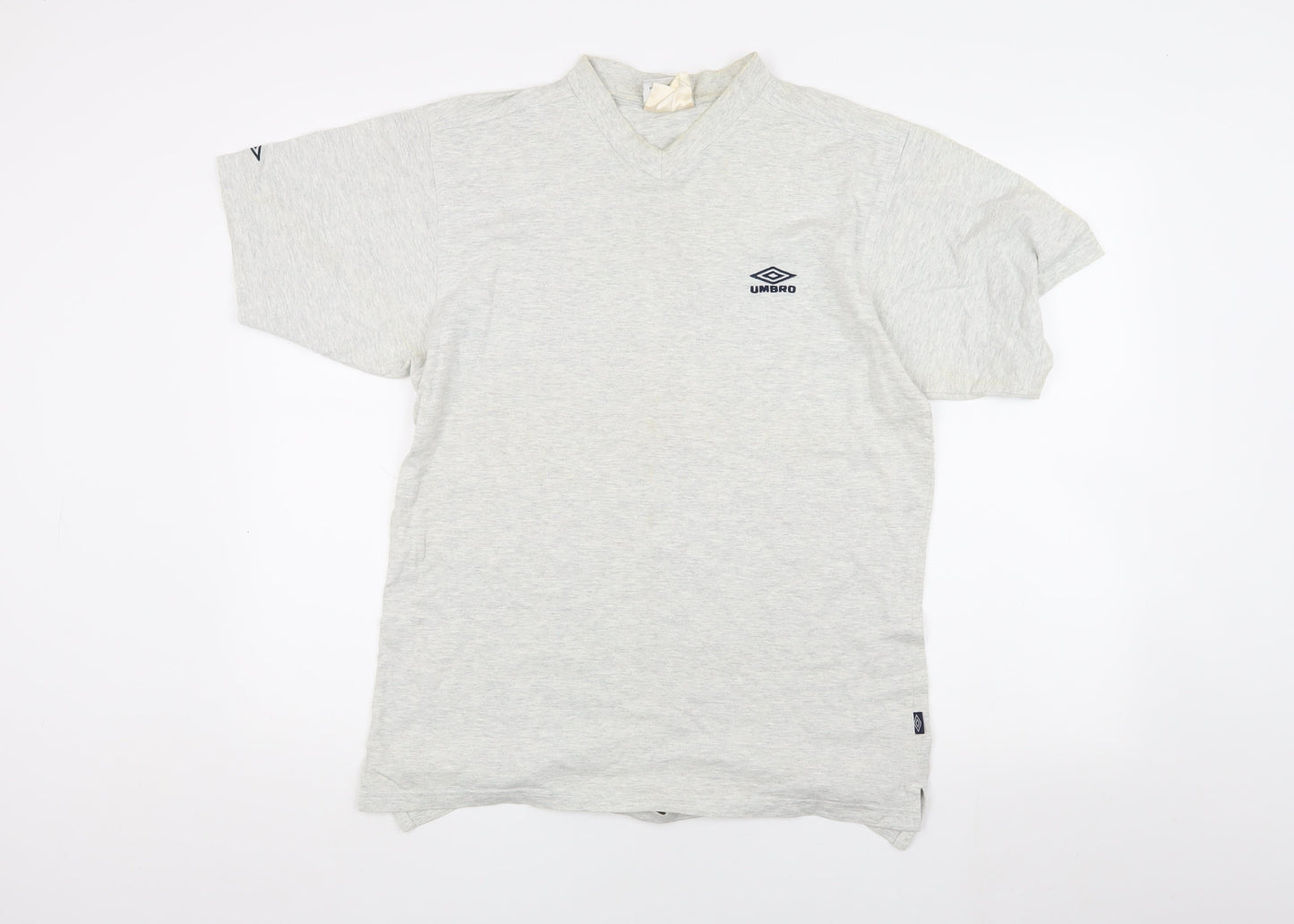 Umbro Men's Grey V-Neck T-Shirt, Size M, Casual Comfort