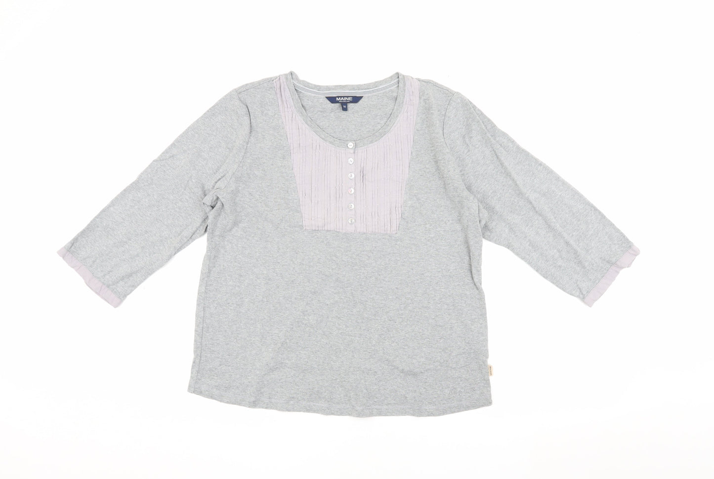 Maine Women's Grey Basic T-Shirt, Size 16, Jersey Knit