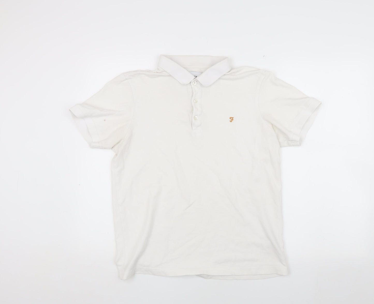 Farah Men's White Polo Shirt, Size L, Logo Accent