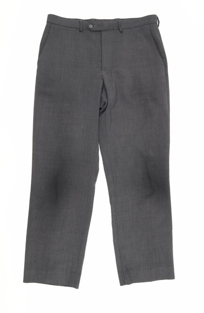 Marks & Spencer Men's Grey Wool Blend Trousers 34