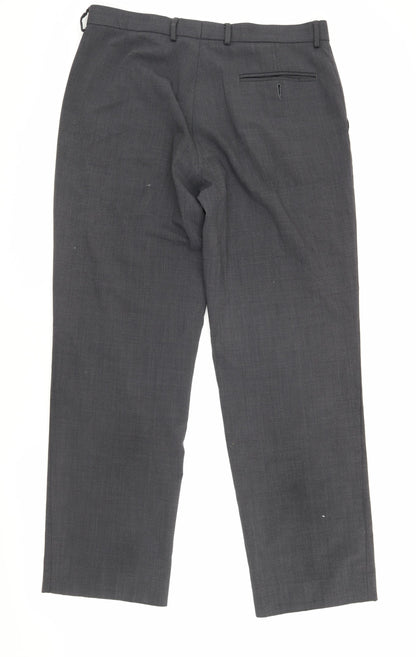 Marks & Spencer Men's Grey Wool Blend Trousers 34