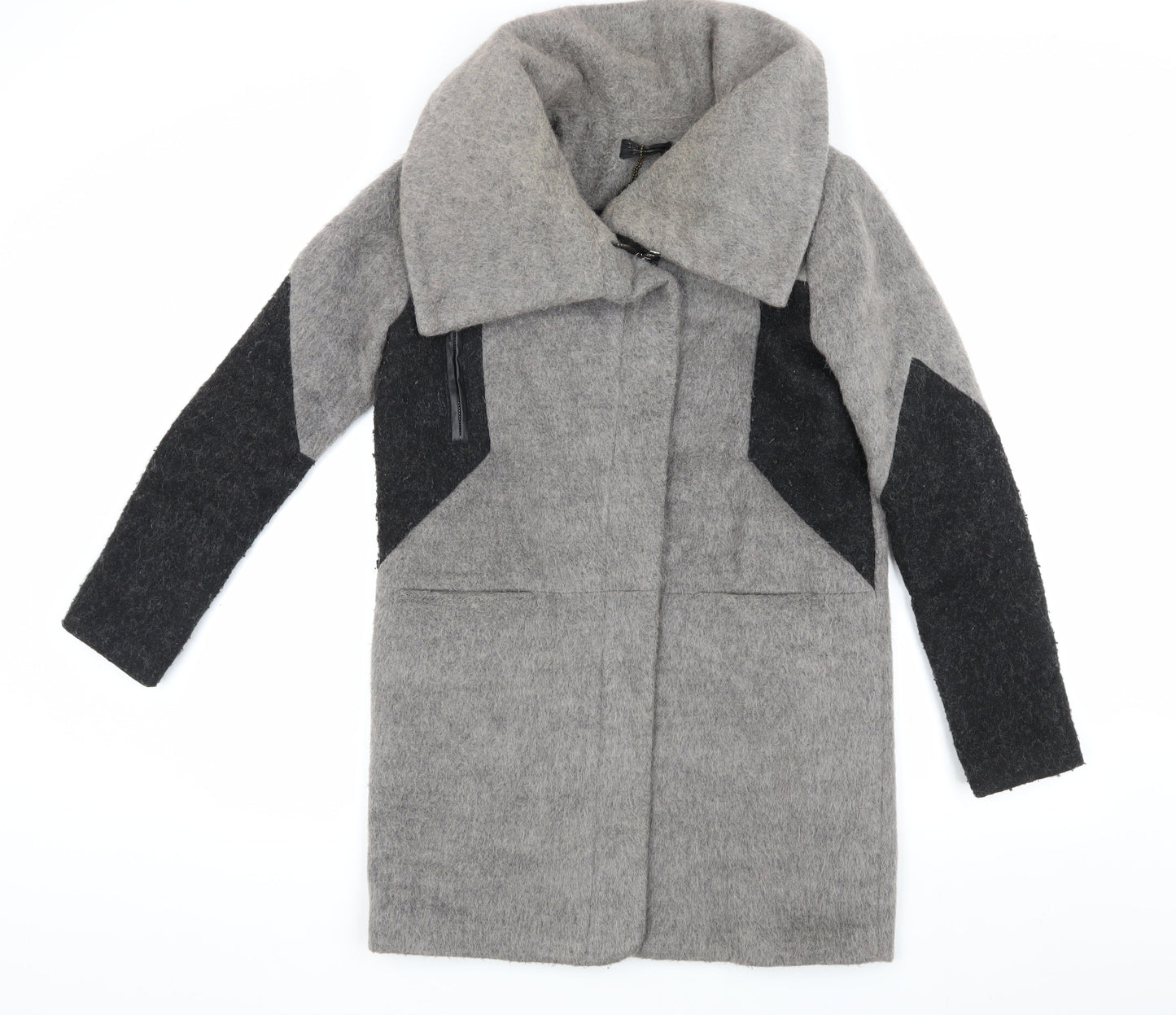 Label Lab Women's Grey Wool Coat Size 8 Mid-Length