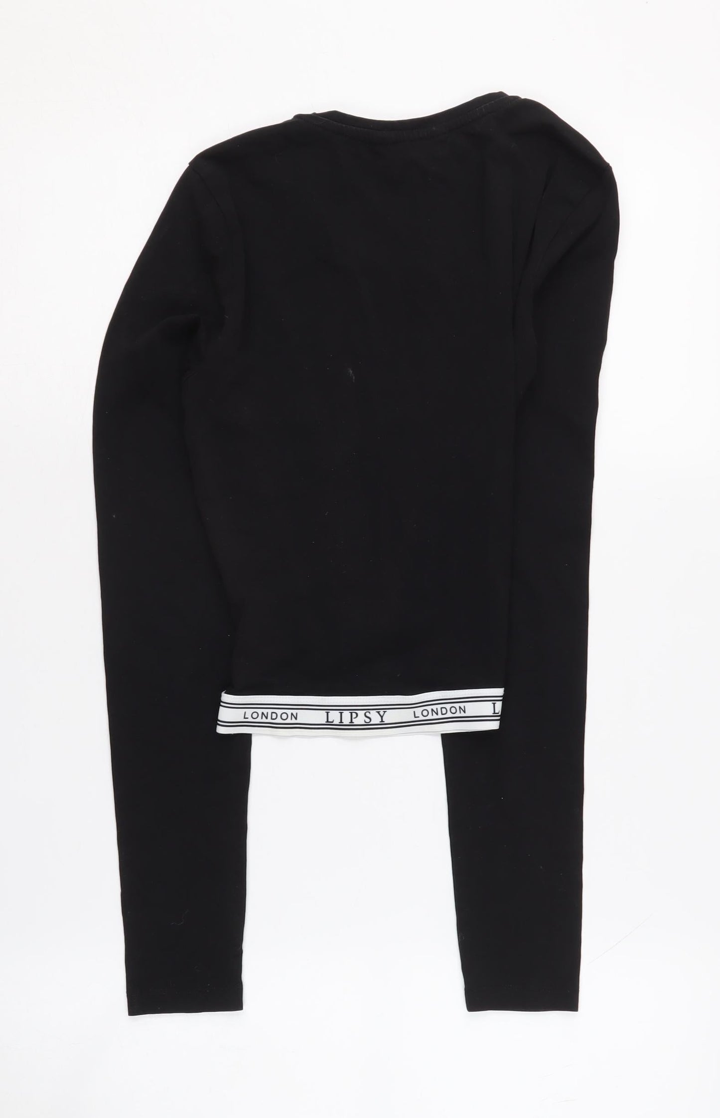 Lipsy Women's Black Cropped T-Shirt, Size 6