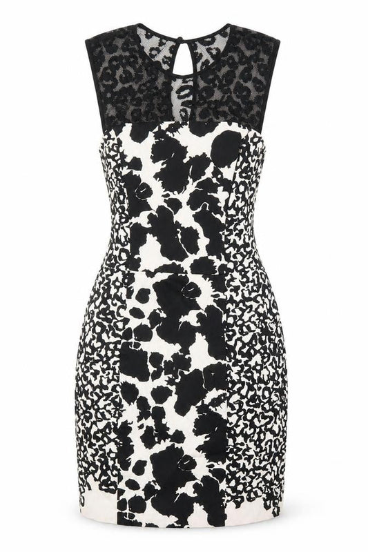 French Connection Women’s Black Animal Print Dress Size 8