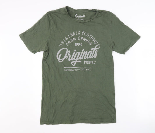 Jack & Jones Green Men's Graphic Tee L Cotton