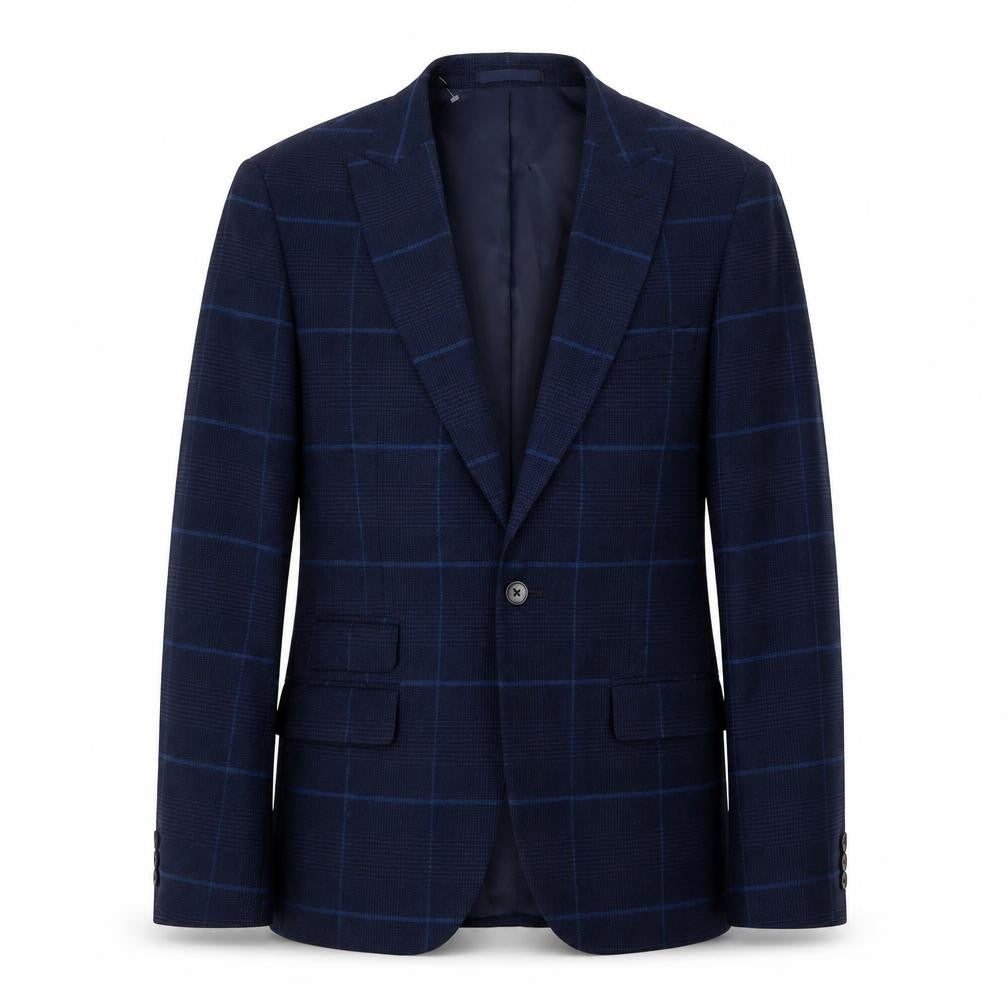 Moss London Men's Blue Check Blazer 40 Long