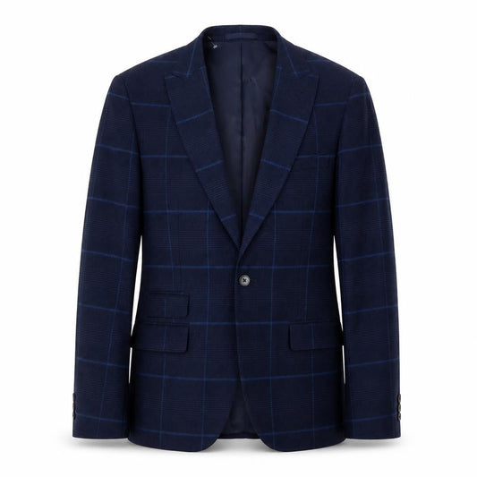 Moss London Men's Blue Check Blazer 40 Long