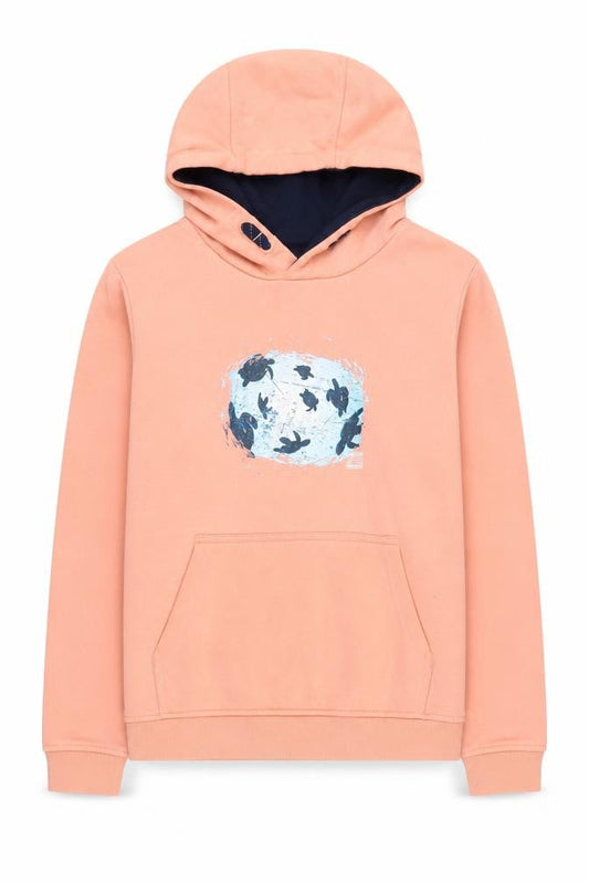 Front view of Mountain Warehouse girls’ pink hoodie 13 years nature graphic