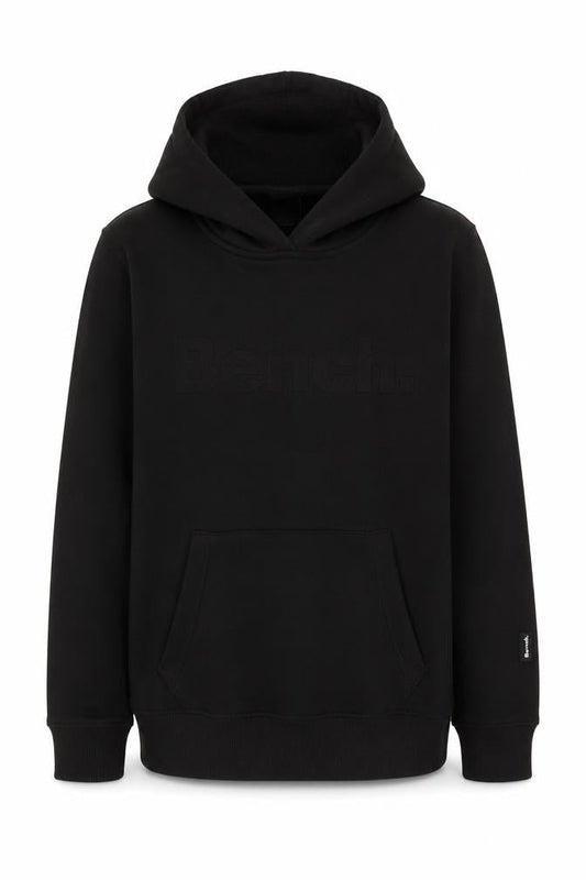 Front view of Bench boys’ black pullover hoodie 11-12 years with logo