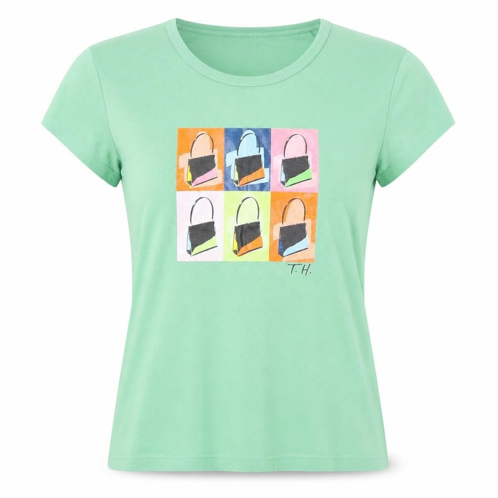 Tommy Hilfiger Women's Green T-Shirt, M, Casual Art Style