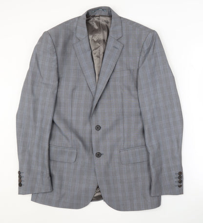 Additional front view of Jaeger Men's Grey Check Blazer, size 38R, Formal Jacket