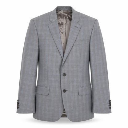 Front view of Jaeger Men's Grey Check Blazer, size 38R, Formal Jacket