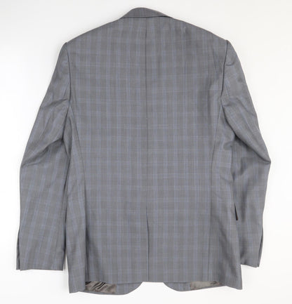 Back view of Jaeger Men's Grey Check Blazer, size 38R, Formal Jacket