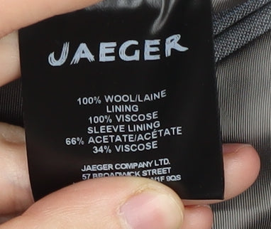 Close-up detail of Jaeger Men's Grey Check Blazer, size 38R, Formal Jacket