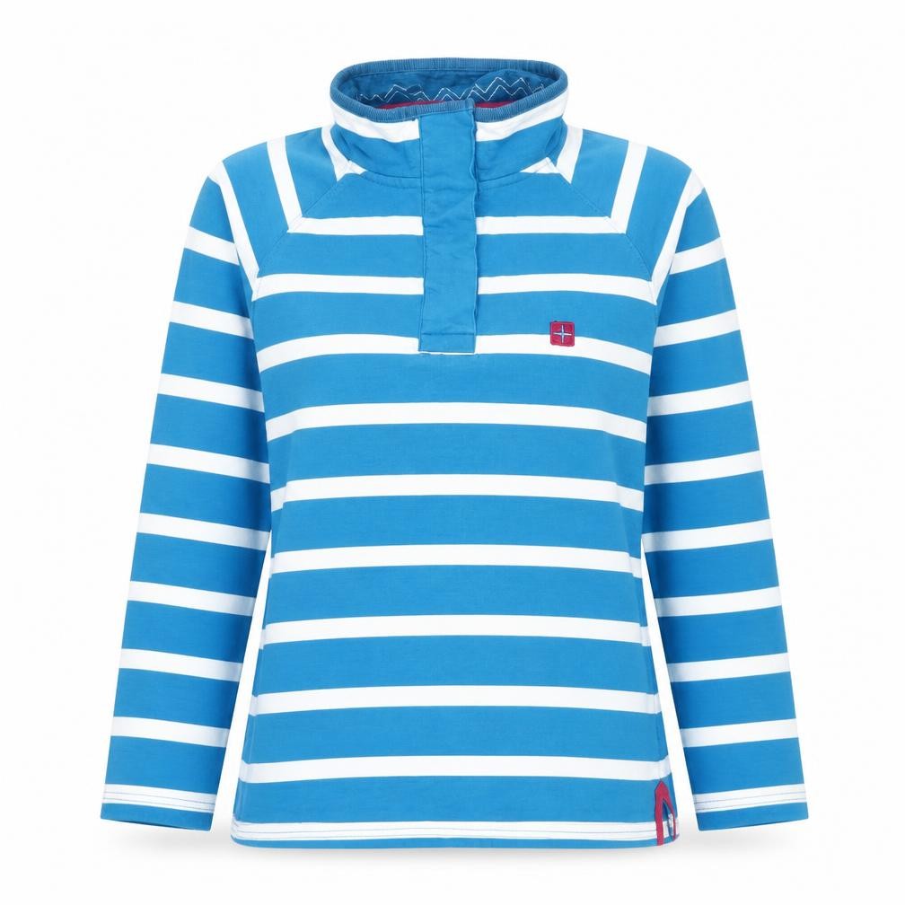 Mountain Warehouse Women's Blue Henley Striped Sweatshirt