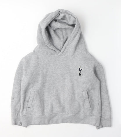 Additional front view of Tottenham Hotspur boys’ grey pullover hoodie 3-4 years