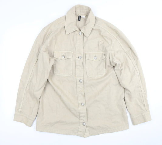 H&M Men Beige Cotton Jacket Size S with Pockets