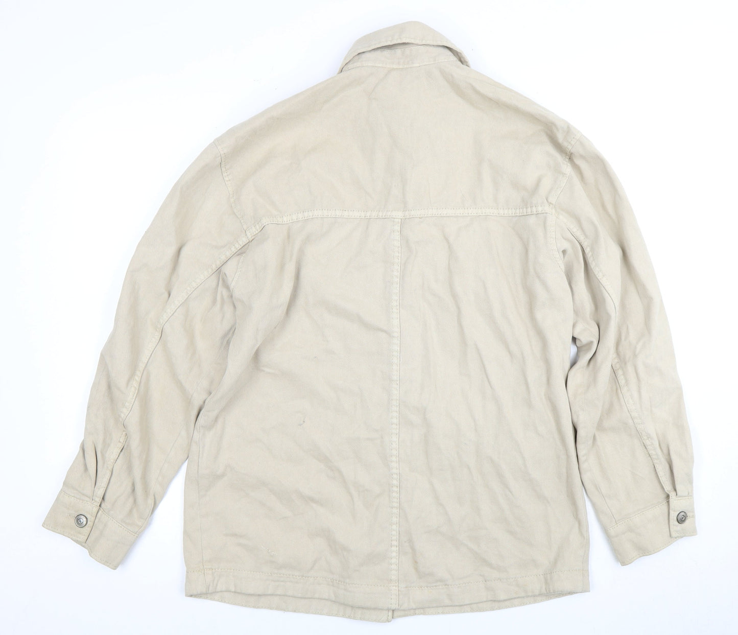 H&M Men Beige Cotton Jacket Size S with Pockets