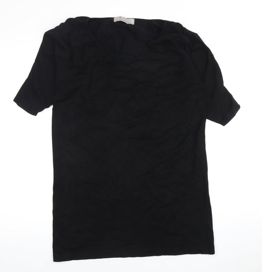 Zara Women's Black T-Shirt Size 6 Short Sleeve Casual