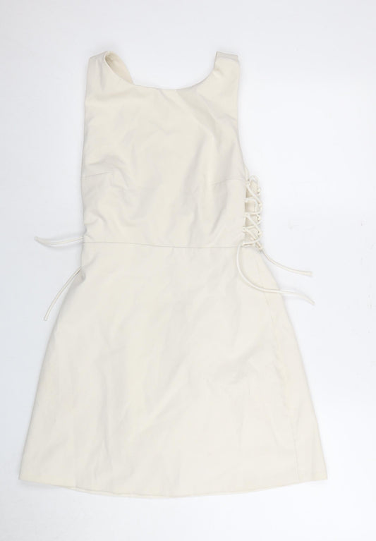 Zara Women's Ivory A-Line Dress Size 8 Sleeveless