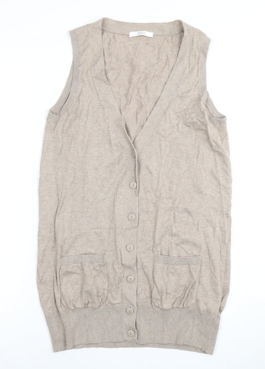 Marks and Spencer Women's Beige Sleeveless Knit Vest