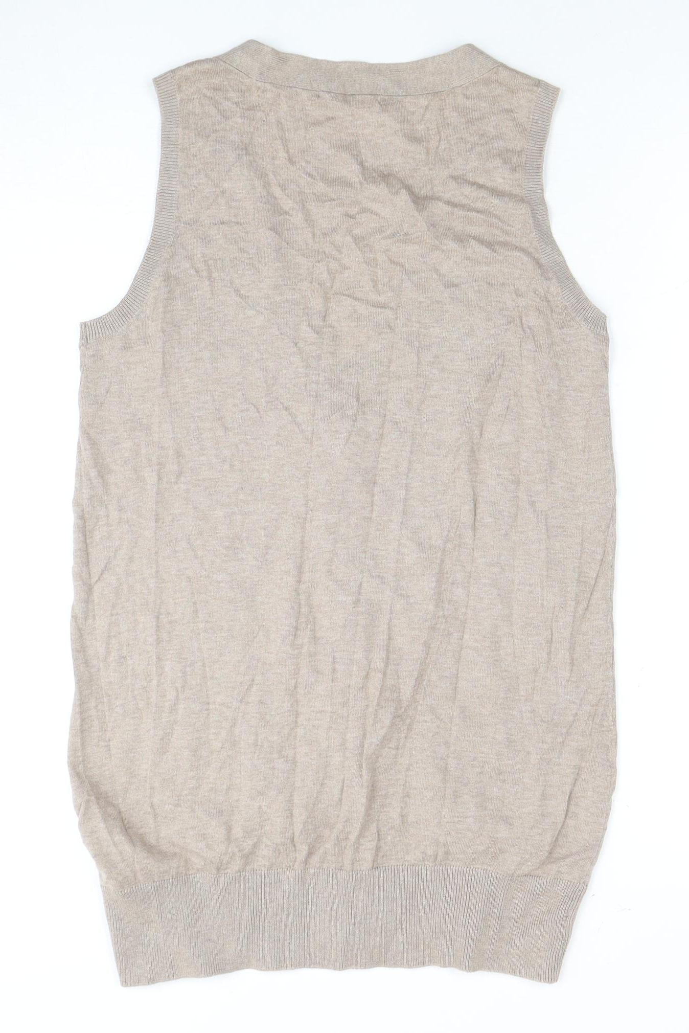 Marks and Spencer Women's Beige Sleeveless Knit Vest