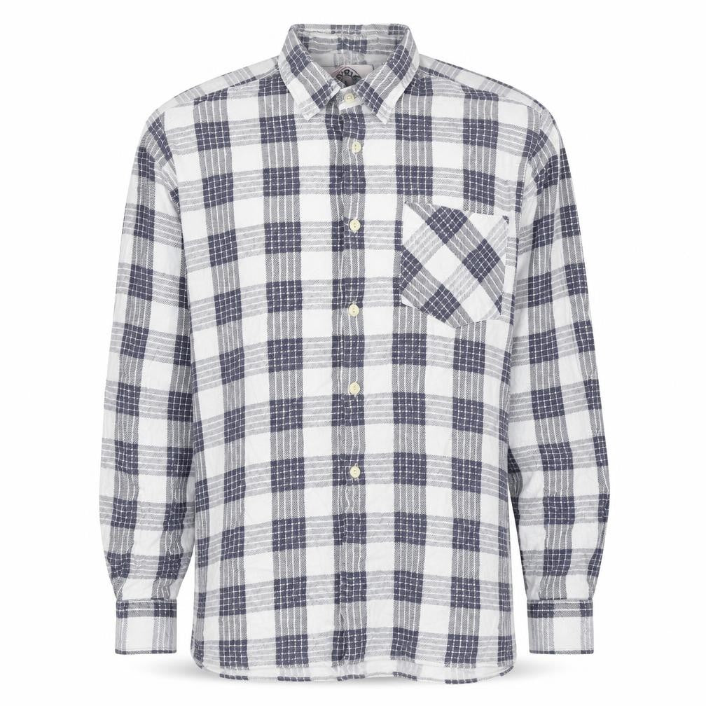 Leonardo Men's Blue Plaid Long Sleeve Shirt L