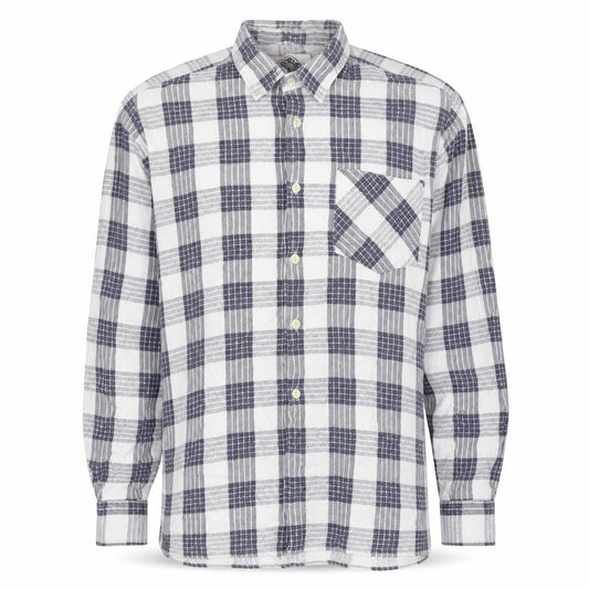 Leonardo Men's Blue Plaid Long Sleeve Shirt L