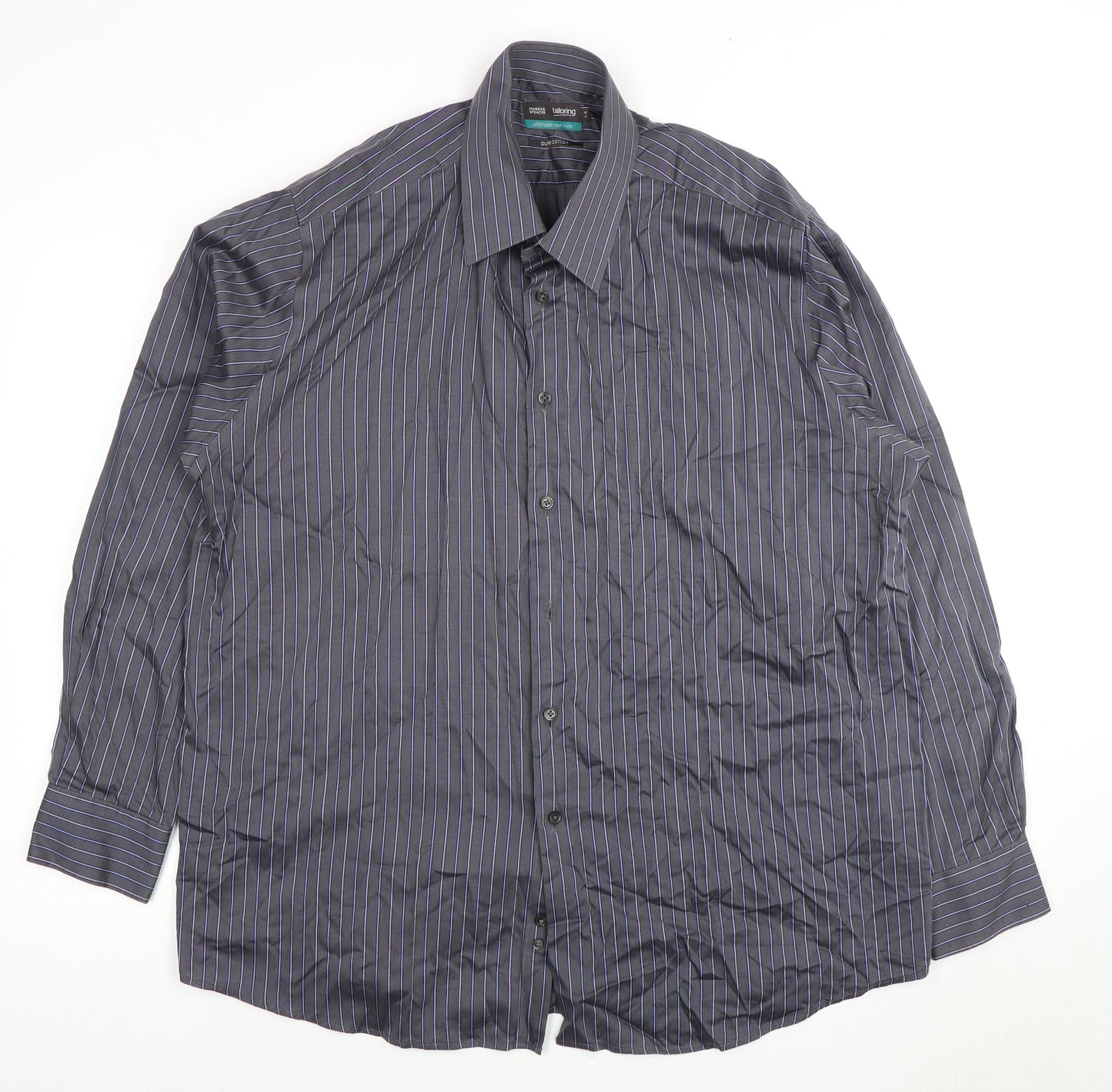 Marks and Spencer Men's Black Striped Dress Shirt 43