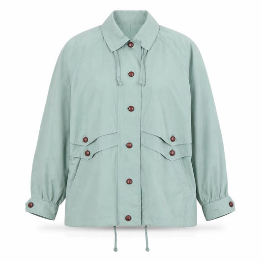Front view of C&A Green Women's Cotton Button Jacket, size 16