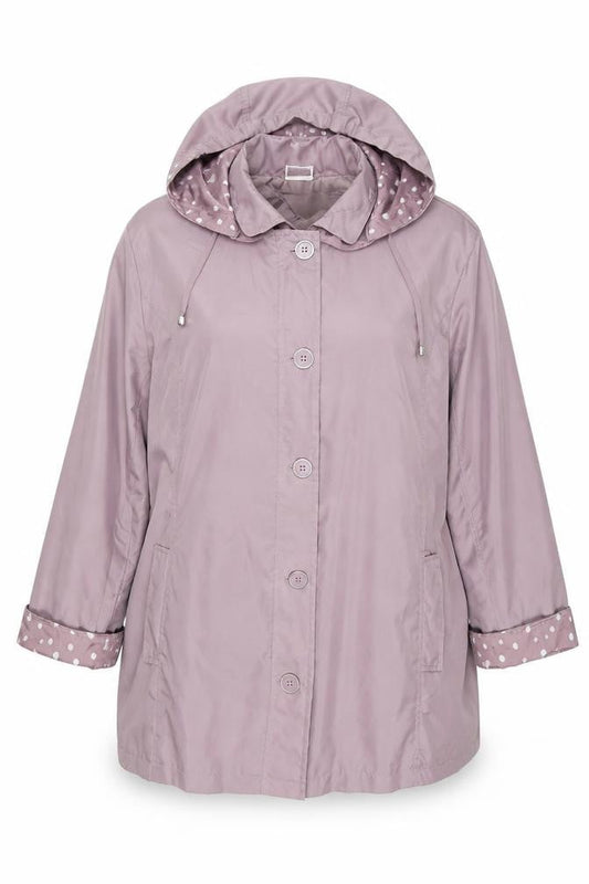 Front view of Anne De Lançay Women's Purple Hooded Coat XL