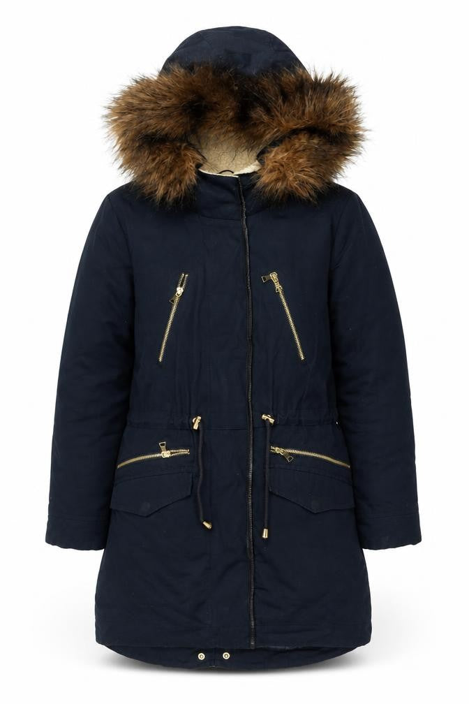 Warehouse Women's Blue Parka Coat - Size 10
