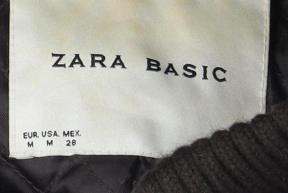 Zara Basic Women's Black Parka Size 10 Hooded Belted