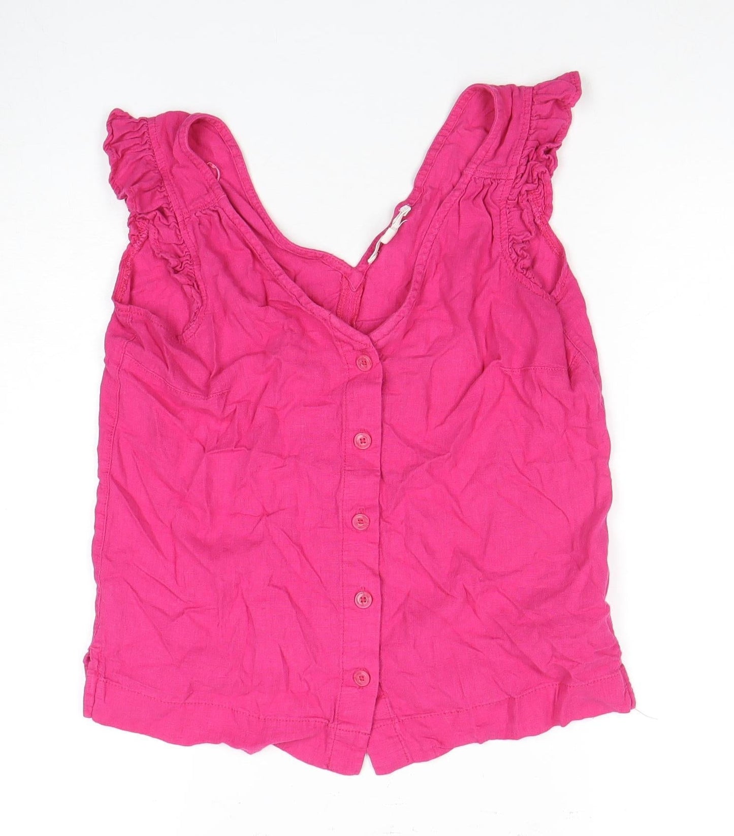 Next Women's Pink Linen Button Blouse Size 10 Sleeveless