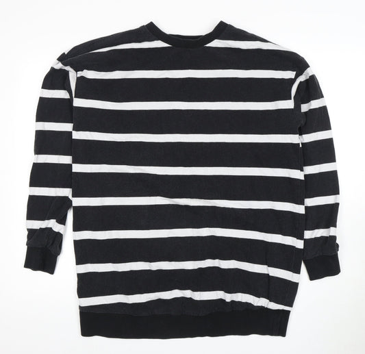 ASOS Unisex Black Striped Pullover Sweatshirt Size 12