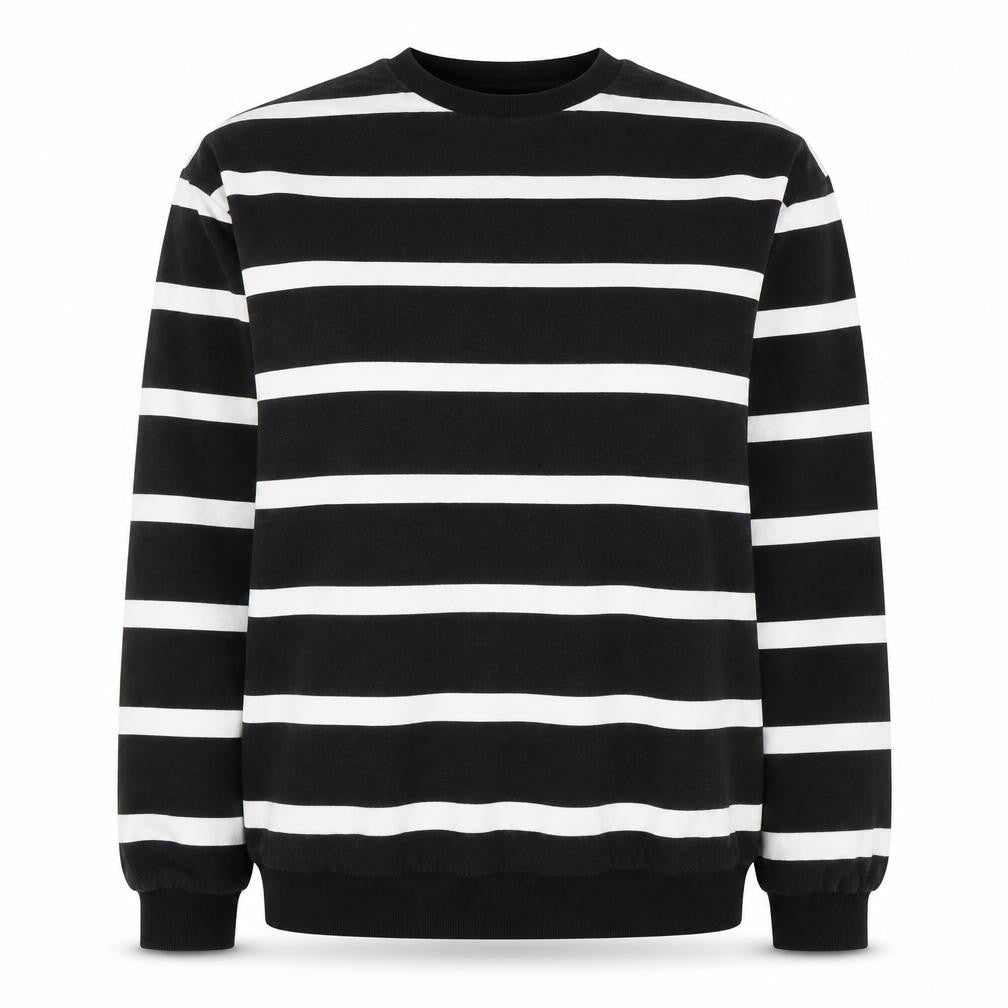 ASOS Unisex Black Striped Pullover Sweatshirt Size 12